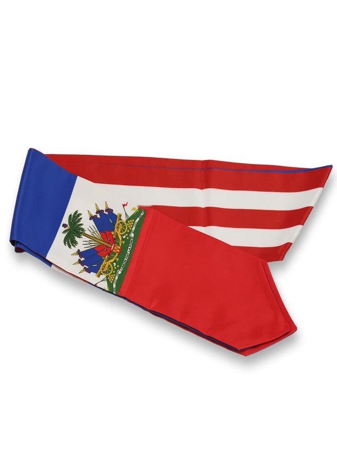 LLBFHH USA And Haiti Flag Graduation Stole, Satin Embroidery Graduation Sash for International Students, 72 Inch Length. - Image 4